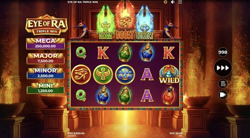 Eye of Ra Triple Win - ამოვარდნილი Wild ბარაბნებზე